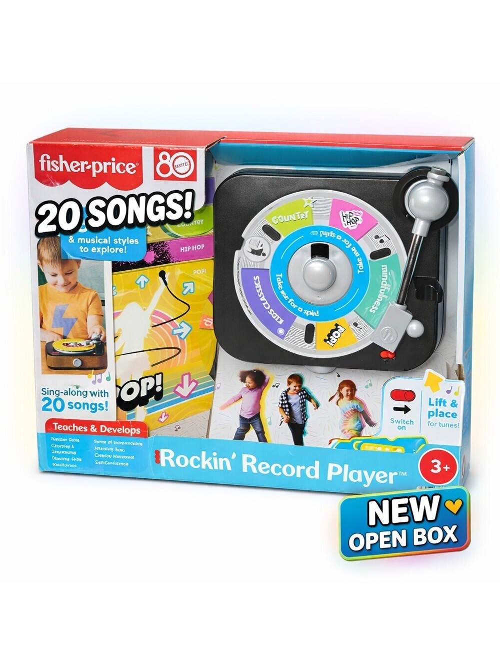 Fisher-Price Rockin’ Record Player Musical Toy W/Turntable & 5 Albums. {83}.